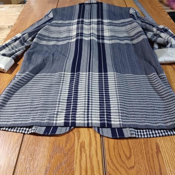Toni Garment For CC Magic Blazer Blouse Womens Small Blue & White Plaid - Picture 3 of 4
